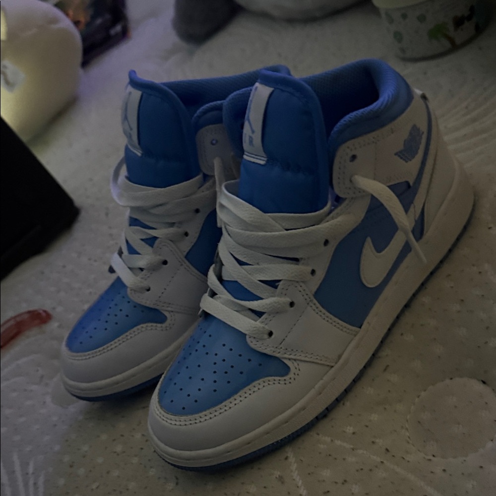 Jordan Kids Blue and White High-Top Sneakers